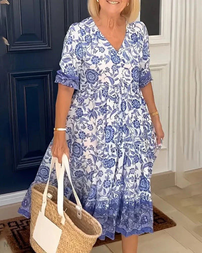 Aria | Chic V-Neck Floral Dress