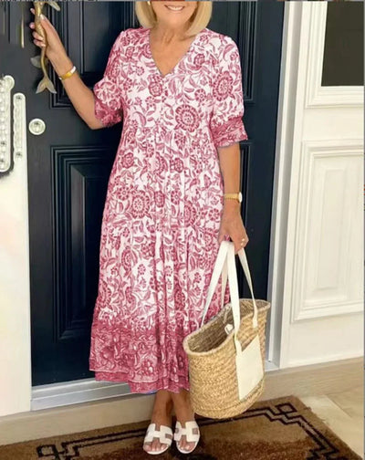 Aria | Chic V-Neck Floral Dress