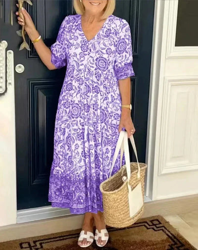 Aria | Chic V-Neck Floral Dress