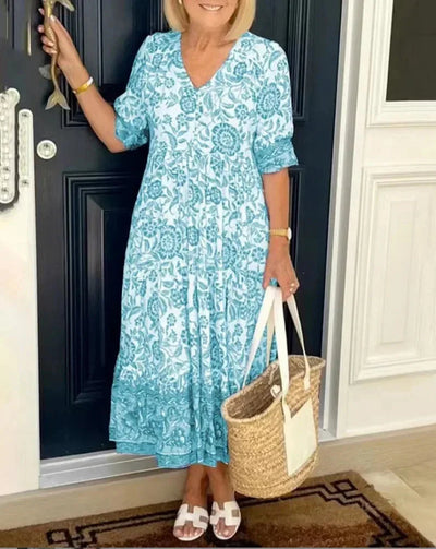 Aria | Chic V-Neck Floral Dress