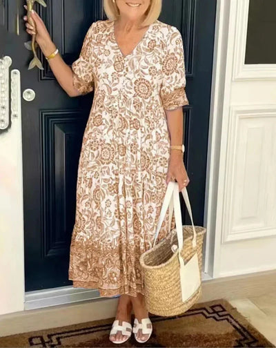 Aria | Chic V-Neck Floral Dress
