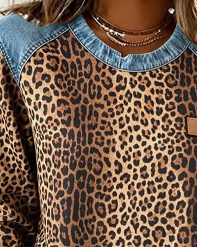 Zara | Trendy Leopard Patch Sweatshirt