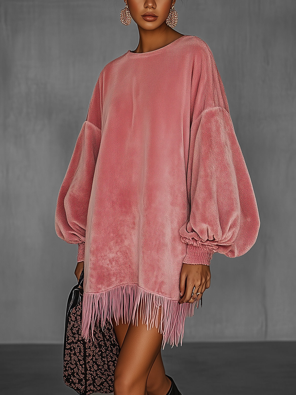 Blush | Suede Fringe Dress