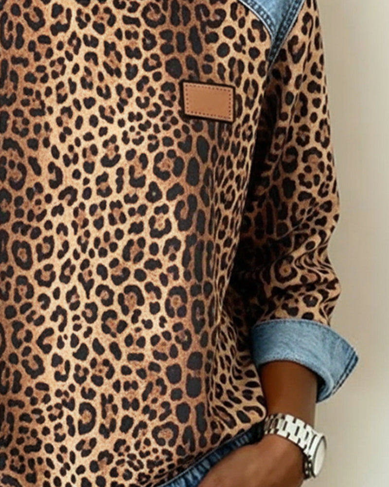 Zara | Trendy Leopard Patch Sweatshirt