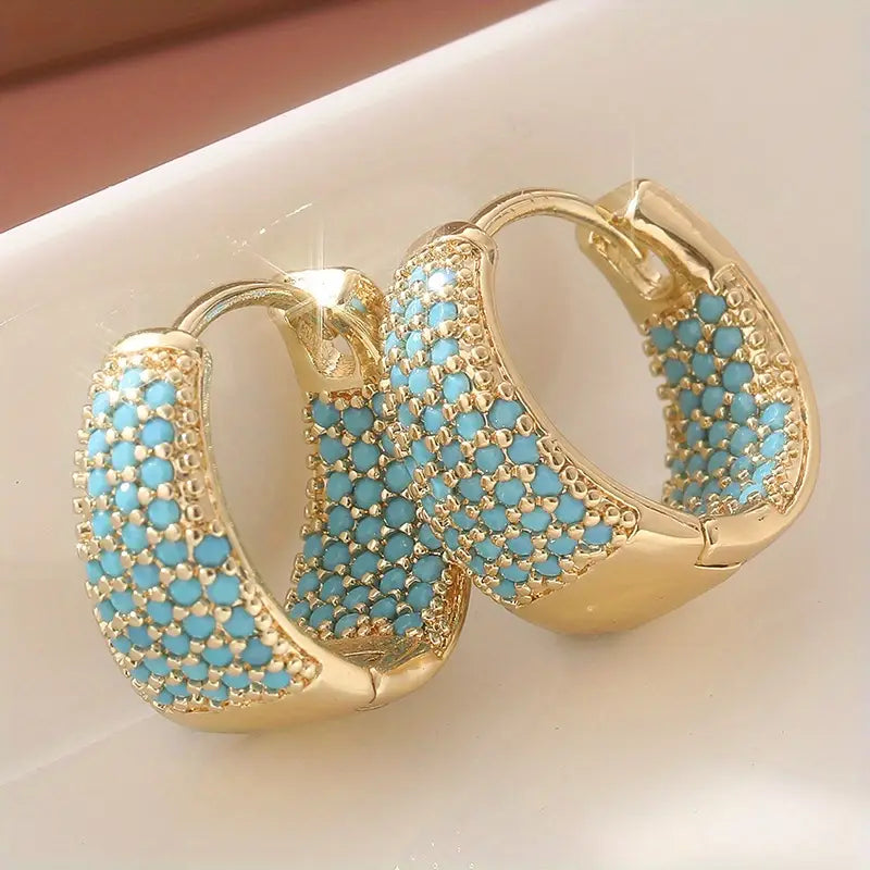 Marina | Gold-Tone Turquoise Hoops