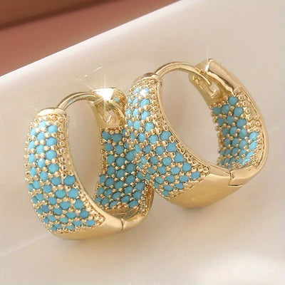 Marina | Gold-Tone Turquoise Hoops