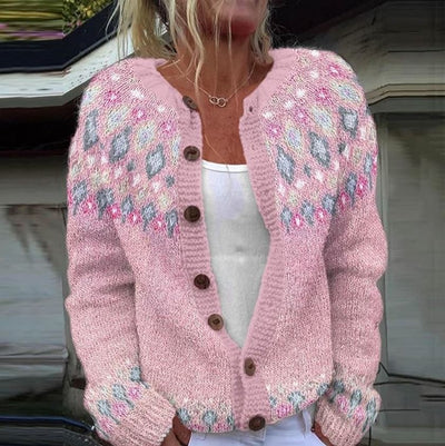 Hazel | Cozy Pink Wool Cardigan