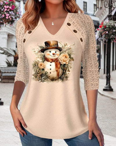 Frosty | Fun V-neck Snowman Top