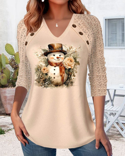 Frosty | Fun V-neck Snowman Top