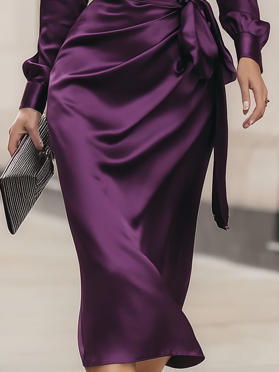 Clara | Luxe Plum Satin Dress