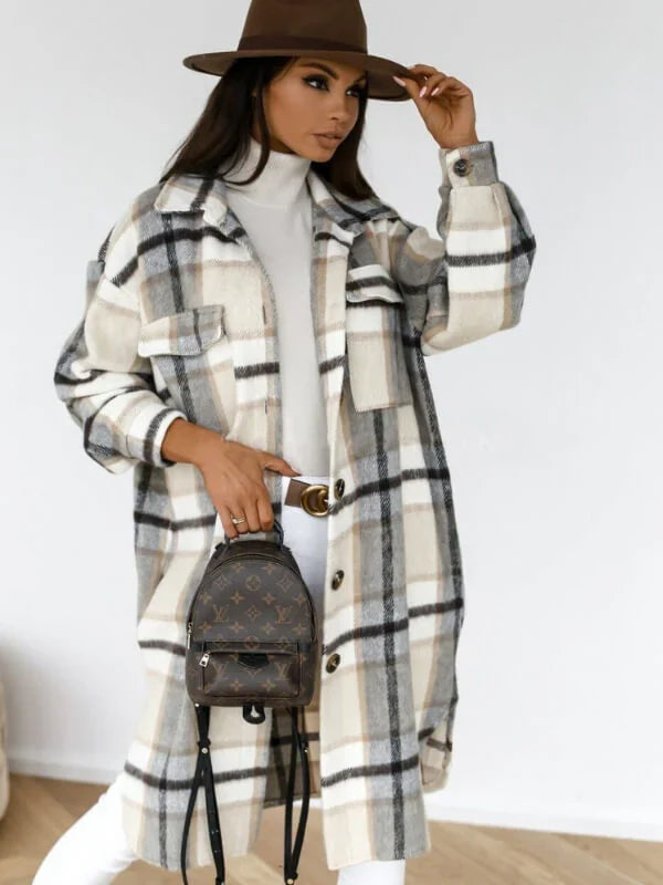 Nala | Stylish Plaid Longline Jacket