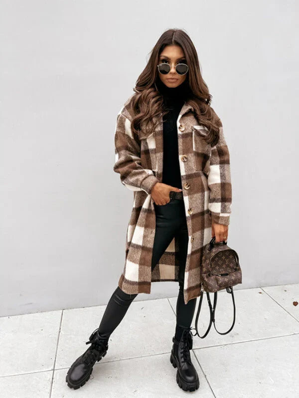 Nala | Stylish Plaid Longline Jacket