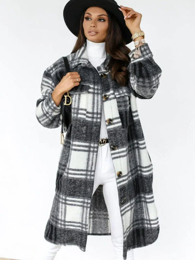 Nala | Stylish Plaid Longline Jacket