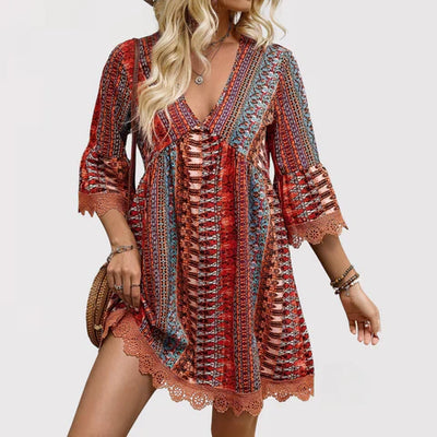 Lara | Chic V-Neck Boho Dress