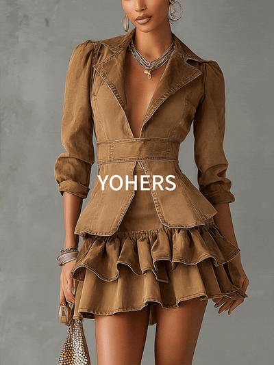 Sable | Vintage Ruffle Midi Dress