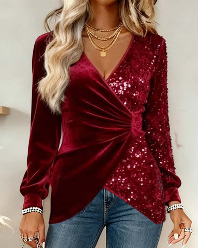 Viva | Sequin V-Neck Top