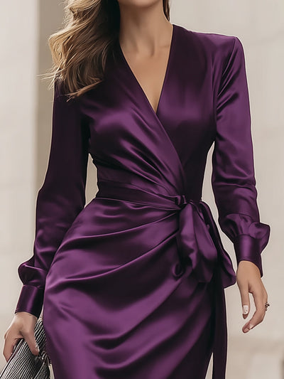 Clara | Luxe Plum Satin Dress