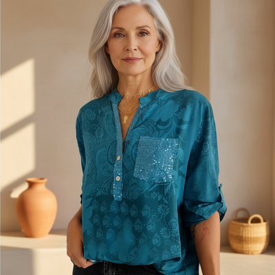 Talia | Chic Embellished Pocket Blouse