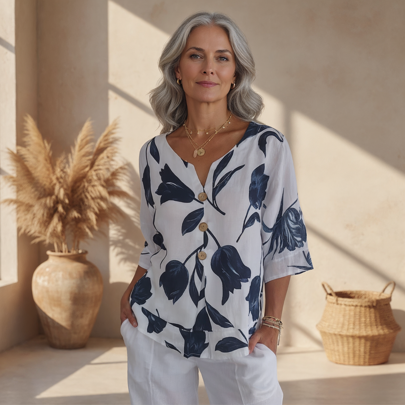 Liora | Floral Button-Up Blouse