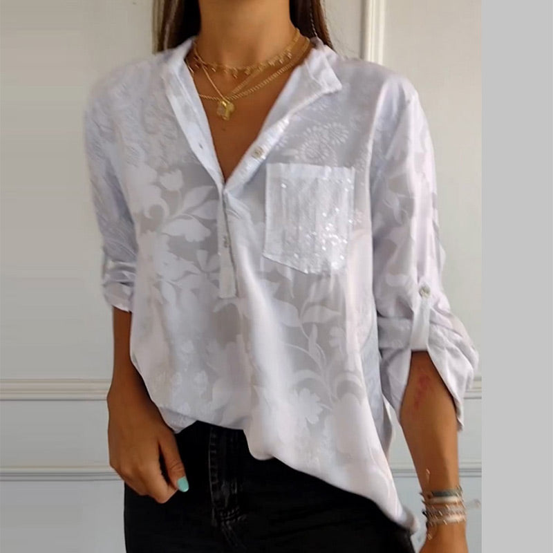 Talia | Chic Embellished Pocket Blouse