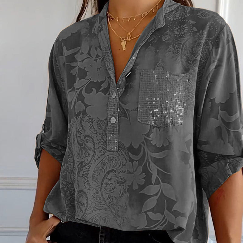 Talia | Chic Embellished Pocket Blouse