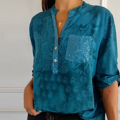 Talia | Chic Embellished Pocket Blouse