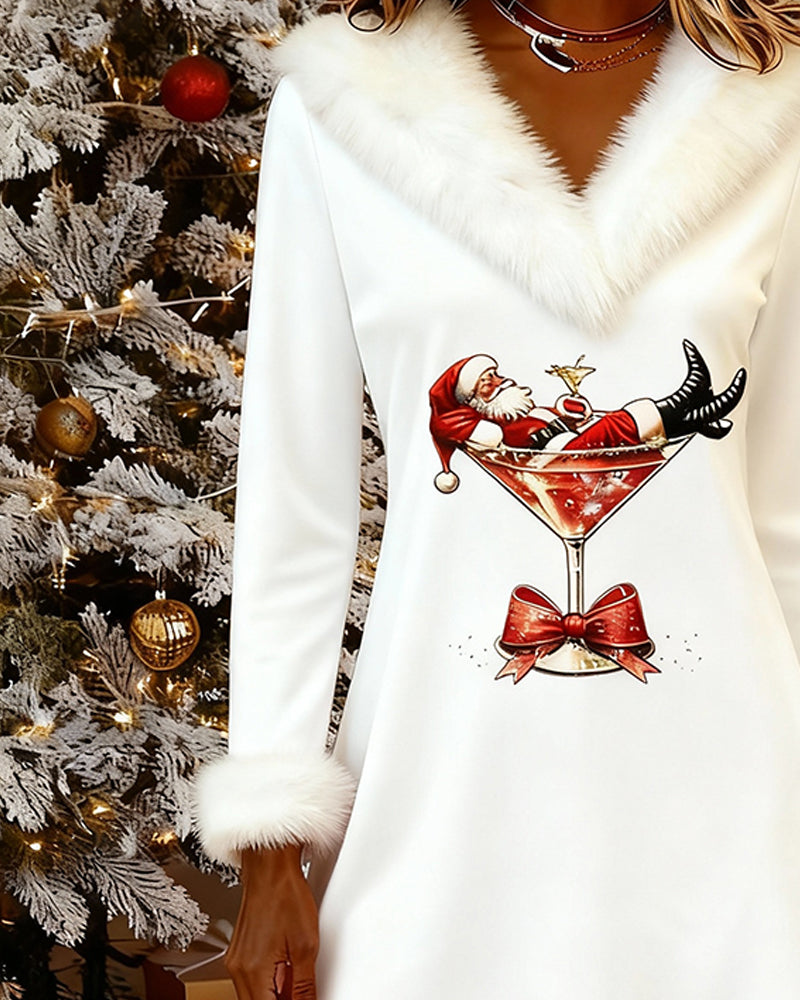 Coco | Festive Fur Collar Dress