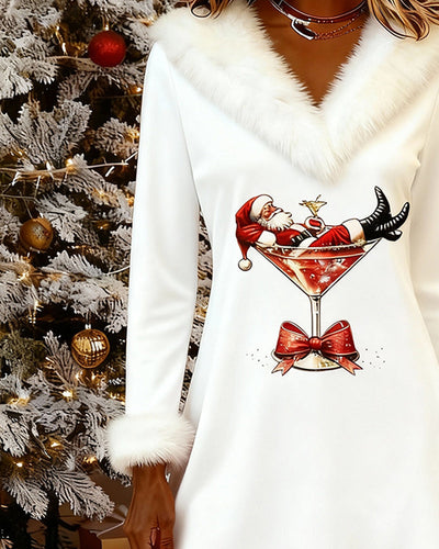 Coco | Festive Fur Collar Dress